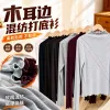 A six-color set of black fungus edge blended long-sleeved base layer with light gray and blue cross-stitching Specification image